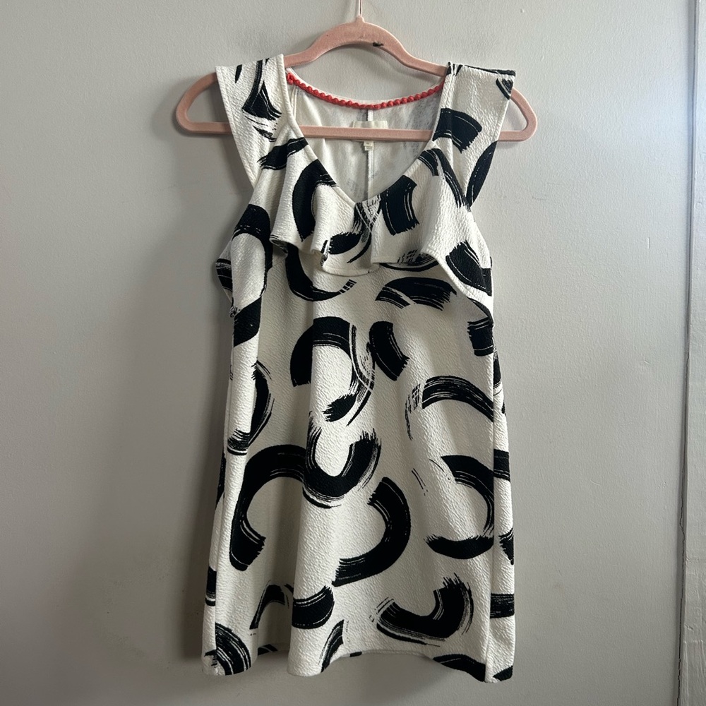 Anthropologie abstract ruffled mini dress XS